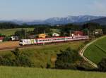 Die 1116 130 mit einem OIC am 17.08.2014 unterwegs bei Pöndorf.