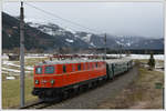 ÖGEG 1141.21 mit ihrem SR 14487 bei der Retourfahrt von Selzthal nach Timelkam am 17.3.2018 in Ardning aufgenommen.