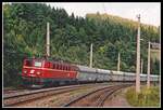 Als Nachschiebe bei einem Güterzug war die 1141 005 am 14.09.2000 unterwegs und konnte in Breitenstein fotografiert werden.