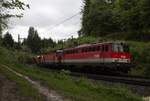 Die 1142 612 und 1144 099 bespannten am 29.5.2019 den G55064 von Bruck/Mur Fbf nach Wien Zvb hier beim Halt in  blauen Einschnitt  am ehemaligen gleichnamigen Blockposten.