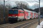 1142 671 war am 07.02.2009 am REX 1616 von Wien Westbf. nach St. Valentin unterwegs, hier kurz nach Unter Oberndorf.