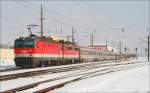 1144 097 und  1142 618 ziehen den EC 531   Stadttheater Klagenfurt   von Wien Meidling nach Lienz.
Knittelfeld 02.2010