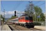 OIC 250 von Marburg (Maribor) nach Wien-Meidling wurde am 9.4.2011 ab dem Grenzbahnhof Spielfeld-Stra mit 1142.596 bespannt.