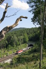 1142.609 mit G-49600 bei der Ausfahrt aus dem Pettenbachtunnel am 5.8.12