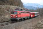 Zwischen Pernegg und Bruck/Mur fhrt die 1142 567 mit Zug 4082 am 12.03.2013 Richtung Norden.