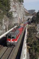 1142 683 und 1116... mit Güterzug am Krauselklauseviadukt. Datum : 10.03.2015.