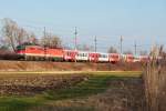 1142 691 und 1144 053 waren am Nachmittag des 04.03.2016 mit dem REX 2176 zwischen Tulln und Absdorf-Hippersdorf unterwegs.