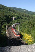 Vom Tunnelportal des Steinbauer-Tunnel aus fahren 1142.664+1116 mit G-46741 am Eichberg. 27.8.16