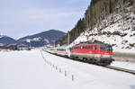 1142.636 als Vorspann zu dem DB Steuerwagen am  Ec 217 bei Eben in Pongau 4.2.17 