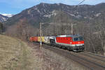 Die neue 1144.260 leistet der 470.501  Sisi  am GAG-41171 bei Küb Vorspann. 23.2.19