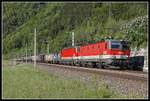 1144 068 + 1144 281 mit Güterzug zwischen Bruck/Mur und Pernegg am 12.05.2020.