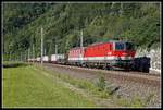 1144 208 + 1144 074 mit Güterzug zwischen Bruck/Mur und Pernegg am 7.07.2020.