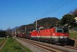 1144 115 + 1144 261 mit einem Güterzug Richtung Graz bei Mixnitz km 172,0.