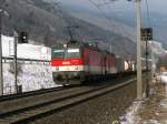 Zwei BR 1X44 mit KLV-Zug unterhalb von Steinach i.T. am27.01.2010