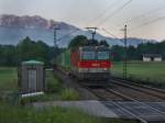 Die 1144 236 am 05.06.2010 mit dem Hangartner KLV-Zug unterwegs bei Niederaudorf. 