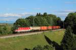 1144 255 mit einem gemischten Gterzug in Aling Oberbayern am 16.07.2012