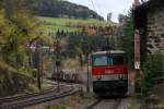 Nach einem kurzen Zwischenstopp im Bahnhof Breitenstein mssen die beiden BB 1144er, die 227 und eine weitere die hier nicht zu erkennen ist, sanden um ihren Gterzug in der Steigung wieder zum Rollen zubekommen.
Breitenstein, 27.10.12