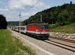Die 1144 089 mit einem REX nach Linz am 13.07.2013 unterwegs bei Wernstein.