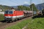 1144 028 mit Gterzug bei Stbing am 2.10.2013.