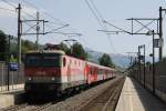 1144 033 mit REX 1504 Salzburg Hauptbahnhof-Wörgl Hauptbahnhof auf Bahnhof Brixen im Thale am 28-7-2013.