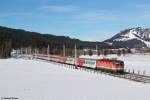 1144 032 mit IC 515 am 15.02.2014 bei Hochfilzen.
