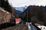 1144 212 erreicht mit einer 'Rollenden Landstrasse' Gries am Brenner (05.02.2007)