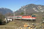 Durch den Semesterferienbeginn kam am 30.1.16 am Vormittag wieder ein Lokbespannter Reisezug am Semmering. 1144.280 mit D-14533 in Payerbach