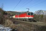 1144.258+216 haben mit G-91023 soeben den Steinbauer-Tunnel am Eichberg verlassen. 6.2.16