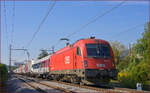 OBB 1216 143 zieht LkW-Zug durch Maribor-Tabor Richtung Norden /10.9.2020