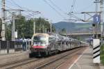 ÖBB 1216 020  175 Jahre Eisenbahn in Österreich  mit einem Autozug bei der Durchfahrt in Salzburg-Süd Richtung Bischofshofen am 31.08.2013