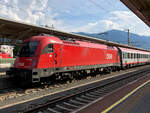 1216 008-3 mit EC 84 nach München Hbf hier beim Zwischenhalt in Wörgl Hbf. Aufgenommen am 17.06.2019