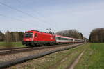 1216 004 auf dem Weg zum Brenner am 26. März 2024 bei Brannenburg im Inntal.