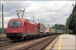 1216 239 (9181 1216 239-4) rollt am Zugschluss der RoLa in Richtung Wrgl. (08.07.2008)
