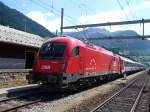 Die ganz neue BB Br 1216 003-4 am 26.6.05 fr Testfahrten in Airolo    