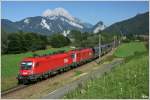 1116 243 und 1216 011 ziehen den Erzzug 58666 von Eisenerz nach Leoben.
Admont 24.08.2009