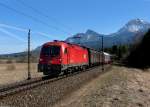 1216 150 mit einem Gterzug am 02.04.2012 bei Finkenstein.