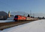 1216 012 mit einem EC am 26.01.2013 bei Niederaudorf.