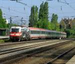 Ein Eurocity aus sterreich durchfhrt Mnchen-Heimeranplatz, in Krze erreicht der Zug Mnchen-HBF (18.05.2013)