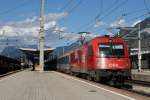 1216 017 mit EC 83 Mnchen Hauptbahnhof-Verona Porta Nuova auf Wrgl Hauptbahnhof am 31-7-2013.