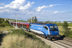 Am 14. August 2016 ist 1216 234 mit rj 1277 von Praha hlavní nádraží nach Graz Hauptbahnhof unterwegs und hat gerade den 1841 erbauten Busserltunnel durchquert.