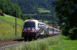 1216 020 mit EC nach Mnchen Hbf am 03.08.2013 in Colle Isarco gen Brennero.