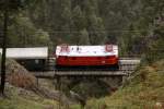 30. Sep. 2012: E-Lok 1245-518 auf dem Lehnen Viadukt in der Schlobach zum 100 jhrigen Jubilum der Mittenwaldbahn.