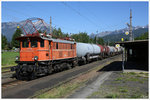 1245.525 fährt mit einem Kesselzug von Trofaiach nach Donawitz. 
Trofaiach 6.6.2014