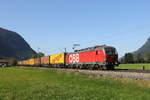 1293 019 war mit einem  KLV  am 15. September 2020 bei Niederaudorf in Richtung Brenner unterwegs.