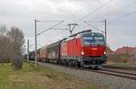Am 21.03.21 führte 1293 199 den Güterzug von Rostock kommend durch Greppin Richtung Bitterfeld.