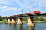 1293 058 mit einem gemischten Güterzug am 09.07.2020 auf der Donaubrücke in Wien-Stadlau