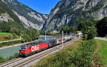 1293 199 mit einem Güterzug am 14.09.2021 bei Stegenwald.