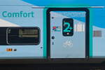 WESTbahn 4010, Einstiegsbereich Klasse Comfort 2+ mit dem Hinweis, daß diese Klasse mit dem Klimaticket (in Österreich) aufpreisfrei nutzbar ist.