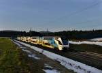Ein Westbahn-Kiss von Freilassing nach Wien am 24.12.2012 bei Pndorf.
