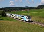 Ein Westbahn KISS nach Wien am 17.08.2014 unterwegs bei Köstendorf.